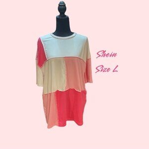 SHEIN REVERSE SEAM PULLOVER T-SHIRT SIZE LARGE NEVER WORN.